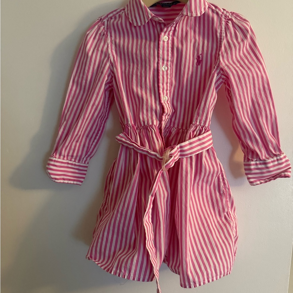 Polo Ralph Lauren Pink Striped Long Sleeve Dress